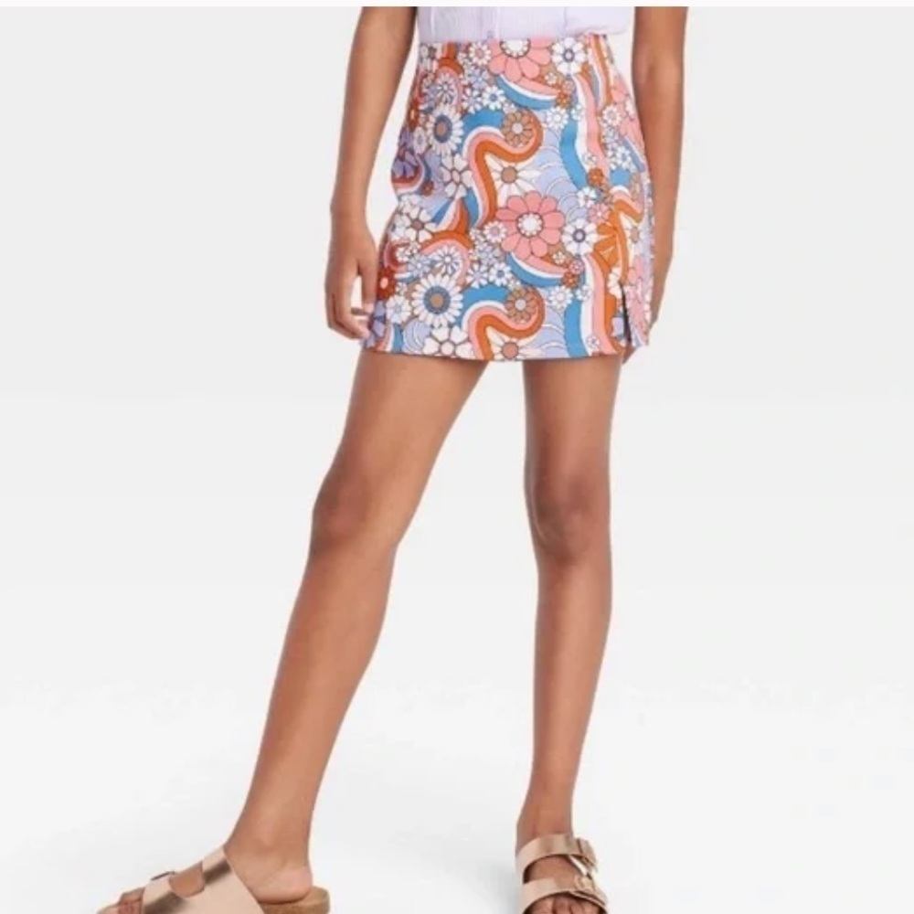 NEW Art Class Floral Print Pink Girls Skirt